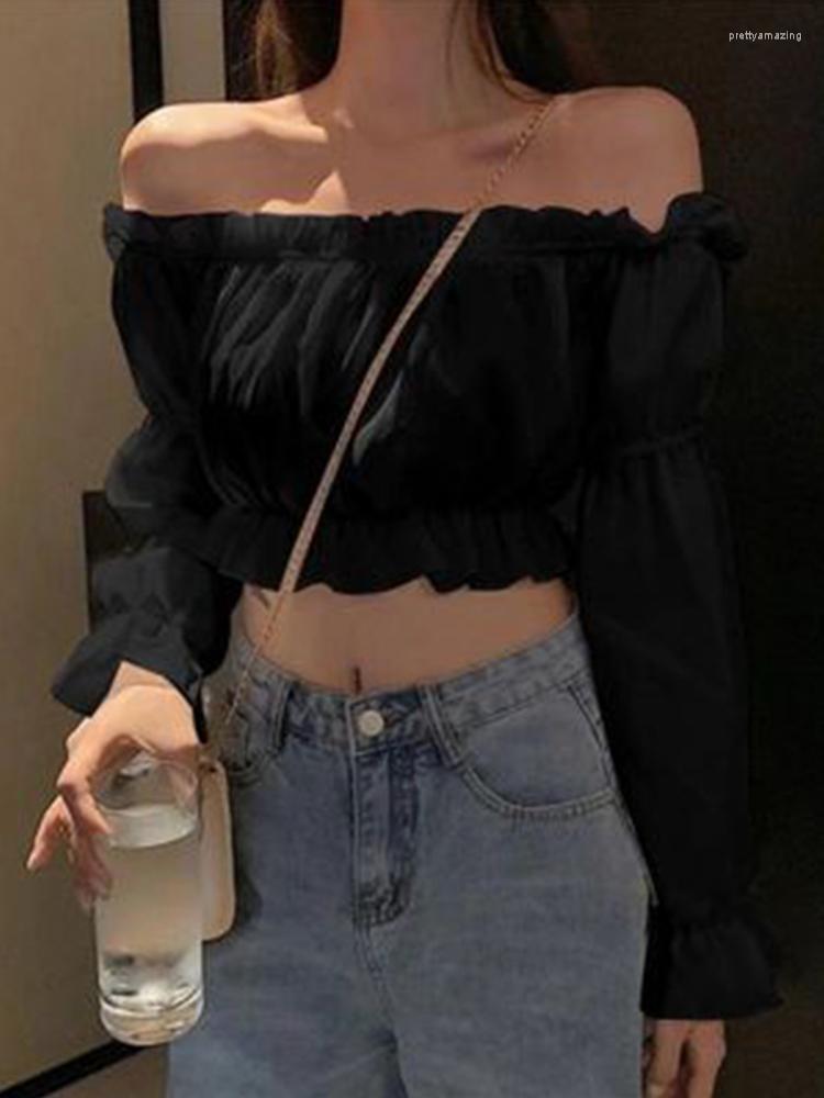 Women' Blouses Women Top Sexy Blouse Off Shoulder Long Sleeve Solid Color White Shirt Puff Ruffle Tunic Crop Summer Tube, Black
Women' Blouses Women Top Sexy Blouse Off Shoulder Long Sleeve Solid Color White Shirt Puff Ruffle Tunic Crop Summer Tube, Black
