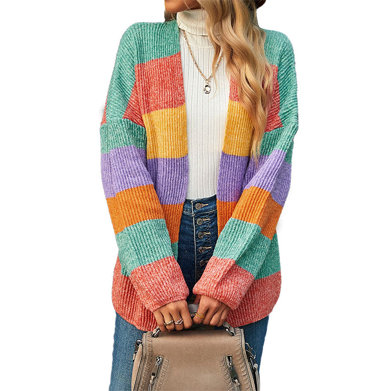 Casual All-match Cardigan Women's Jackets Knits Commuter Loose Puff Long Sleeves Colorful Stripes Pattern Jacket Overcoat Outerwear Coats Spring Autumn, Colorful striped
Casual All-match Cardigan Women's Jackets Knits Commuter Loose Puff Long Sleeves Colorful Stripes Pattern Jacket Overcoat Outerwear Coats Spring Autumn, Colorful striped