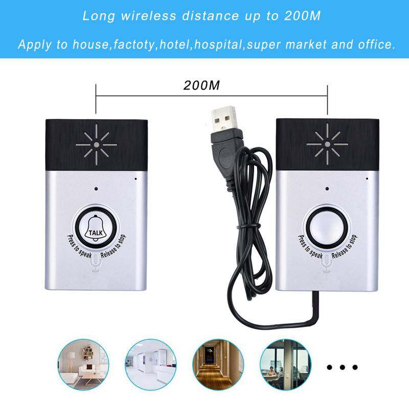 H6T Dingdong Talking Doorbell Long-distance Intercom Distress Device Wireless Home Call Reminder Applicable to All Doors One Drag One