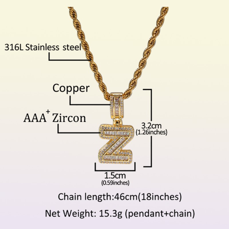 Baguette Letters Necklaces Pendant Custom Name Charm Gold Silver Rose Gold Fashiom Hip Hop Initials Jewelry Whos with 3m