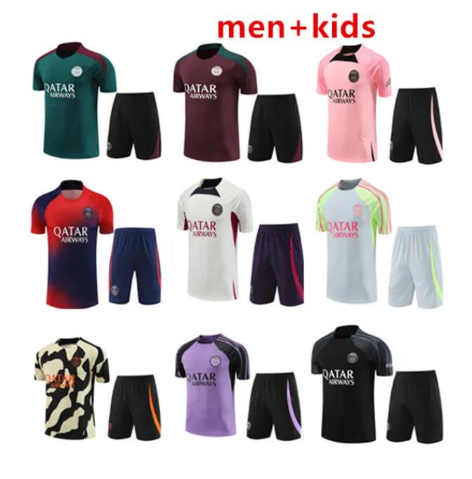 24 25 PSGes tracksuit 2024 2025 MBAPPE PARIS Sportswear training suit Short sleeved suit soccer Jersey kit uniform chandal adult sweatshirt Sweater sets men kids