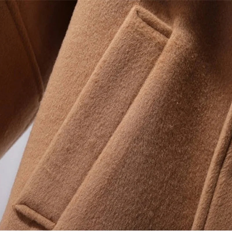 Women's Wool Blends Spring Autumn Winter Women Short Woolen Coat Belt Jacket Female Raglan Sleeves Cloak Jackets Elegant Single Button Black Came