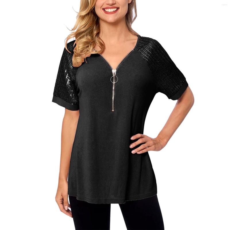 Women's Blouses Women's V Neck Zipper Short Sleeved Beaded Patchwork Top T Shirt Lace Trim Junior Tops Summer Sexy, Black
Women's Blouses Women's V Neck Zipper Short Sleeved Beaded Patchwork Top T Shirt Lace Trim Junior Tops Summer Sexy, Black