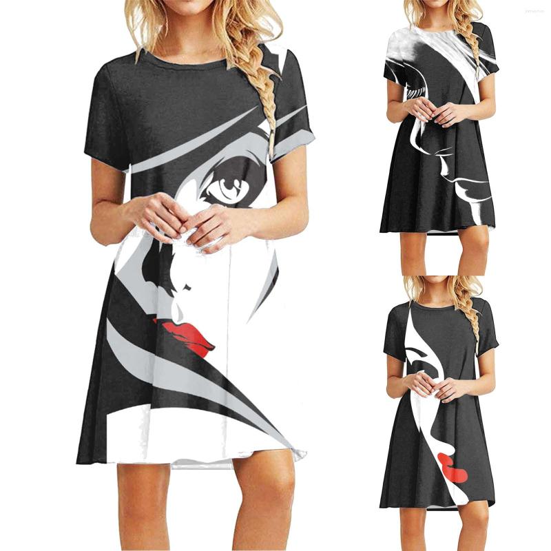 Casual Dresses Women Summer Short Sleeved Crewneck Tee Shirt Dress Swing Fashion Print, Grey
Casual Dresses Women Summer Short Sleeved Crewneck Tee Shirt Dress Swing Fashion Print, Grey