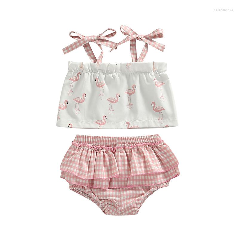 Clothing Sets Infants Girl 2 Pcs Outfits Suit Sleeveless Flamingo Print Tie-up Suspender Tops Ruffle Layered Plaid Shorts, Picture shown
Clothing Sets Infants Girl 2 Pcs Outfits Suit Sleeveless Flamingo Print Tie-up Suspender Tops Ruffle Layered Plaid Shorts, Picture shown
