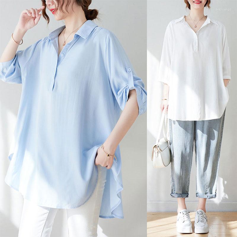 Women's Blouses Streetwear Solid Color Basic Shirt Female Clothing Fashion Button Turn-down Collar Summer Korean Casual Loose 3/4 Sleeve, Black
Women's Blouses Streetwear Solid Color Basic Shirt Female Clothing Fashion Button Turn-down Collar Summer Korean Casual Loose 3/4 Sleeve, Black