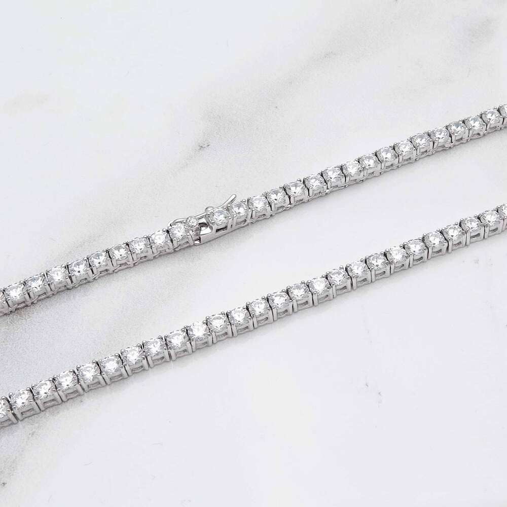 Personalized Vintage 14k Solid White Gold With VVS VS CVD Round Cut IGI GIA Certified Lab Grown Diamond Tennis Necklace