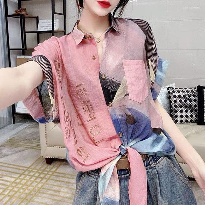 Women's Blouses Office Lady Stylish Turn-down Collar Shirt 2023 Summer Spliced Casual Pockets Single-breasted Chic Diamonds Sweet Bandage, Green striped
Women's Blouses Office Lady Stylish Turn-down Collar Shirt 2023 Summer Spliced Casual Pockets Single-breasted Chic Diamonds Sweet Bandage, Green striped