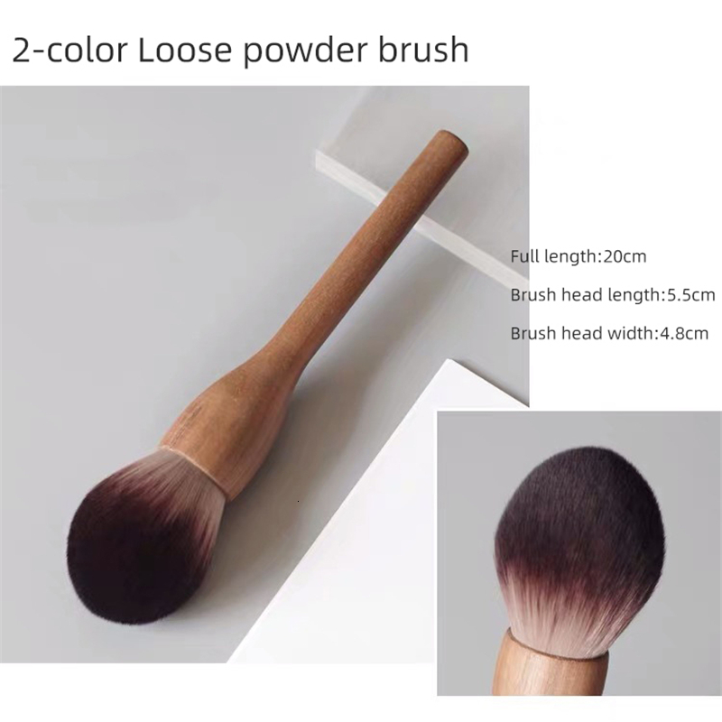Makeup Tools 1Pcs European Vintage Wood Handle Brush High Quality Walnut Loose Powder Blush Foundation Contour Super Soft 230413