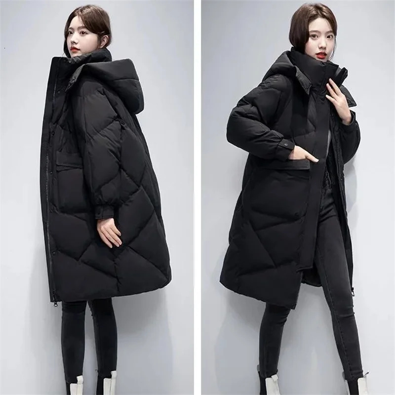 Womens Down Parkas Winter Women Parka Hooded Jackets Thicken Warm Cottonpadded Puffer Coats Casual Long Clothes Loose Outerwear 231114
