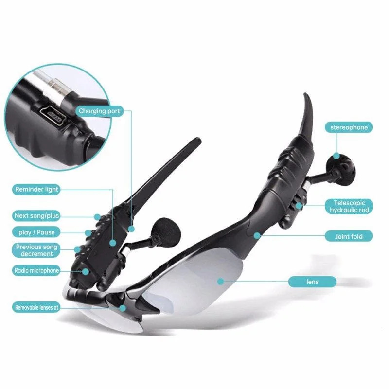Ski Goggles Bluetooth Glasses with Mic Mobile USB Rechargeable Polarized Light Sunglasses Music Earphone Riding Wireless Headset 231114