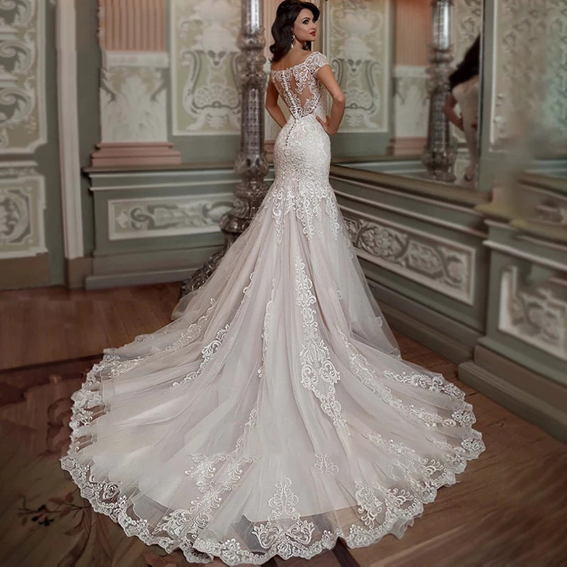Lace Mermaid Wedding Sweetheart Ruffle Royal Sweep Train Bride Dress Beading Plus Size Formal Bridal Gown Robes Mariee Vestidos De Fiesta 403