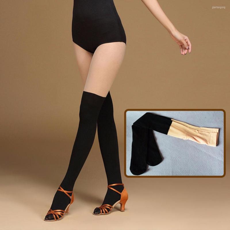 

Stage Wear 2023 Latin Dance Accessories Adult Women Pant Bottoms Sock Stockings Black Flesh Pratice Velvet Yarn Leggings FF6320, Black flesh sock