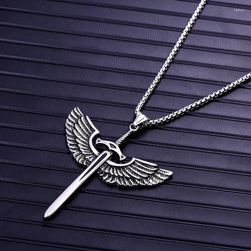 Pendant Necklaces Wing Holy Sword Cross Necklace Men's Fashion Metal Retro Accessories Religious Amulet Party Jewelry
Pendant Necklaces Wing Holy Sword Cross Necklace Men's Fashion Metal Retro Accessories Religious Amulet Party Jewelry