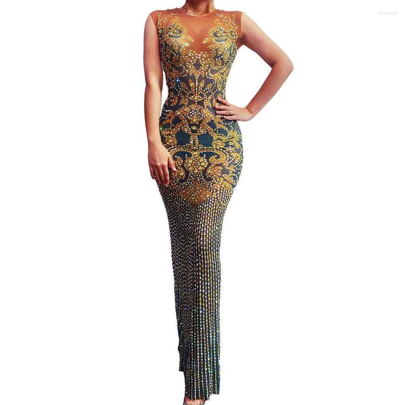 Stage Wear Sleeveless Inlaid Diamonds Vintage Floor-Length Women Dresses Bodycon Elastic Split Dress Nightclub Costume Evening Prom Outfit, As the picture show
Stage Wear Sleeveless Inlaid Diamonds Vintage Floor-Length Women Dresses Bodycon Elastic Split Dress Nightclub Costume Evening Prom Outfit, As the picture show