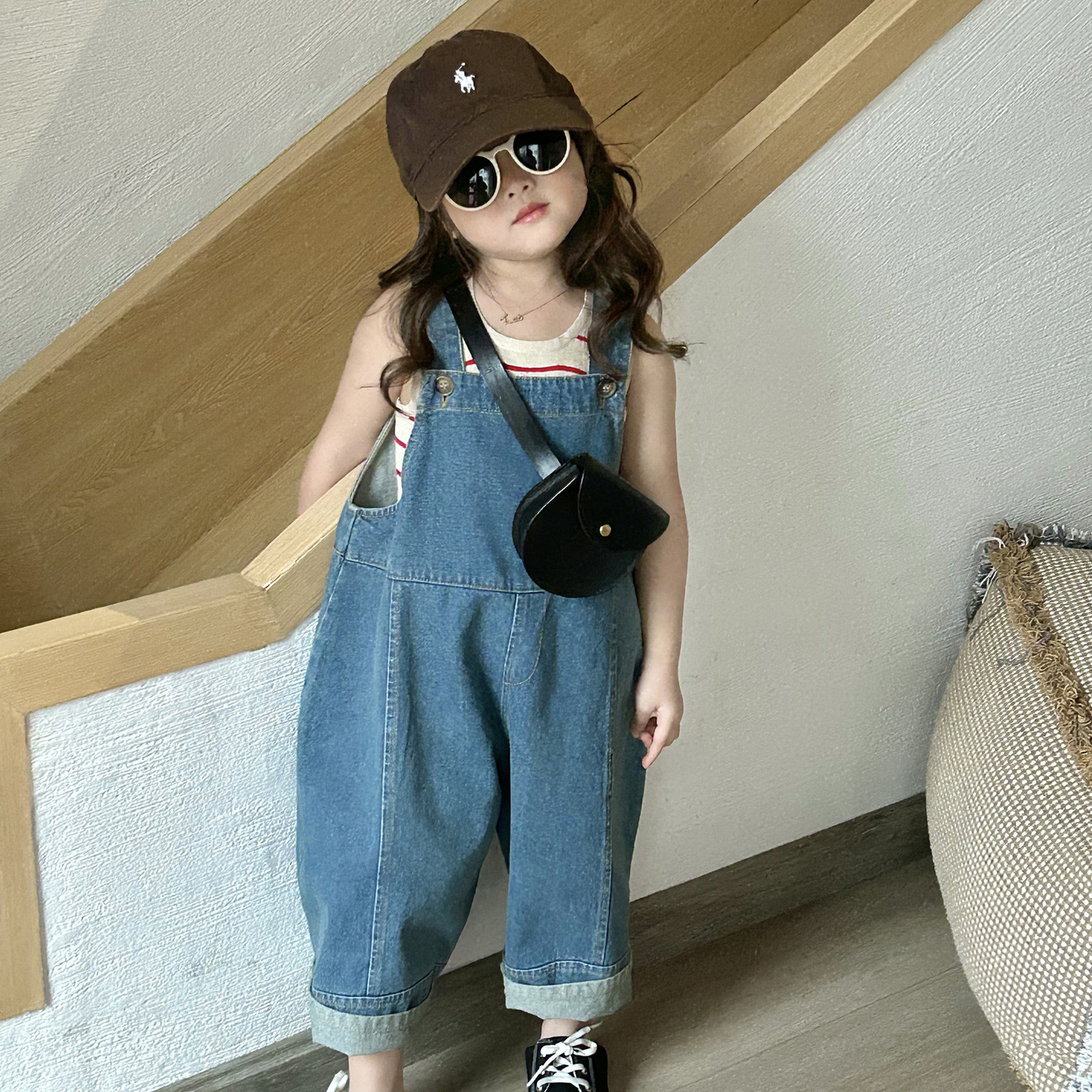 Overalls Style And Girls Trousers Simple Clothing Casual Baby Denim Pants Korean Children Cause Style Suspenders Boys Spring 230414