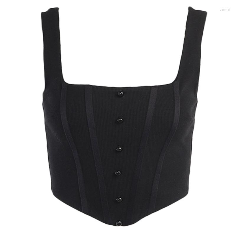 Women' Tanks Womens Summer Sexy Square Neck Corsets Crop Top Skinny Straps Button Front Ribbed Sleeveless Bustier Camisole Vest, Black vest
Women' Tanks Womens Summer Sexy Square Neck Corsets Crop Top Skinny Straps Button Front Ribbed Sleeveless Bustier Camisole Vest, Black vest