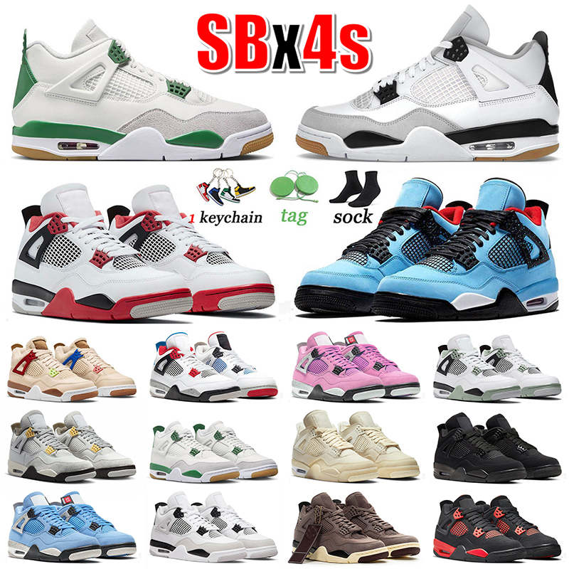 Athentic 2023 Jumpman 4 Basketball Shoes 4s Men Women Trainers SB Pine Green Military Black Fire Red TS What The University Blue Seafoam Sail Thunder Sneakers EUR 36-47, A43 cool grey 40-47