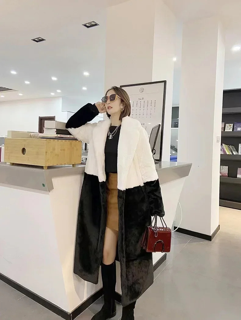 Women's Fur Faux Fur Plush Winter Coats Women Long Lapel Faux Fur Jacket Fluffy Artificial Fur Jacket Teddy Female Natural Fur Coat 231113