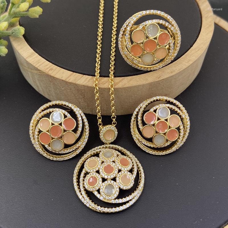Necklace Earrings Set Lanyika Fashion Jewelry Graceful Ball Flower Drip Oil Micro Inlay With Earring And Ring For Women Wedding Gift, Picture shown
Necklace Earrings Set Lanyika Fashion Jewelry Graceful Ball Flower Drip Oil Micro Inlay With Earring And Ring For Women Wedding Gift, Picture shown