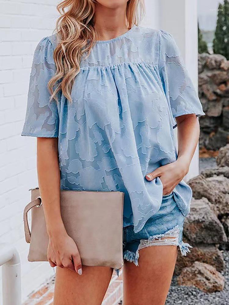Women' Blouses Chiffon Blouse Women Hollow Out Loose Casual Shirt Tops 2023 Summer Short Sleeve Floral Printed Crew Neck, Blue
Women' Blouses Chiffon Blouse Women Hollow Out Loose Casual Shirt Tops 2023 Summer Short Sleeve Floral Printed Crew Neck, Blue