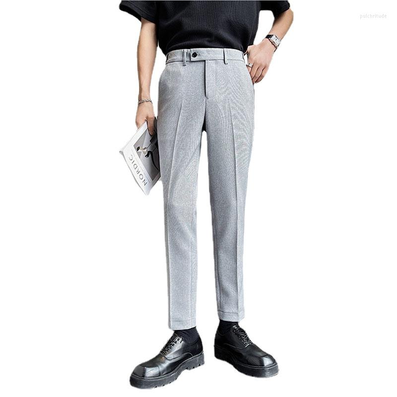 Men's Pants Casual Slim Fit Ankle-length Suit Pant Male Japan Korea Streetwear Vintage Fashion Business Trousers Gray Black
Men's Pants Casual Slim Fit Ankle-length Suit Pant Male Japan Korea Streetwear Vintage Fashion Business Trousers Gray Black
