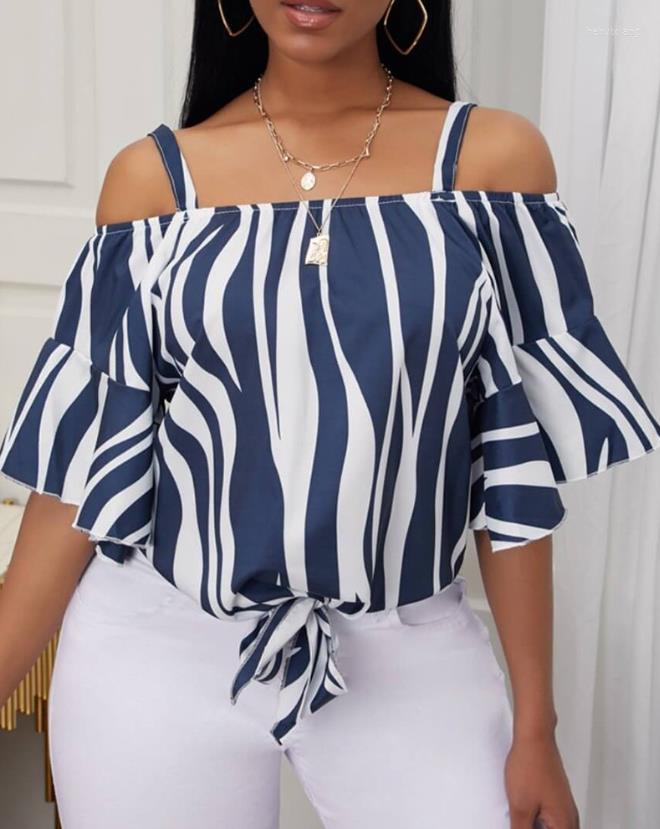 Women's Blouses Tops For Women 2023 Summer Fashion Zebra Stripe Print Cold Shoulder Bell Sleeve Top Female Casual OTTD Women's T-shirt
Women's Blouses Tops For Women 2023 Summer Fashion Zebra Stripe Print Cold Shoulder Bell Sleeve Top Female Casual OTTD Women's T-shirt