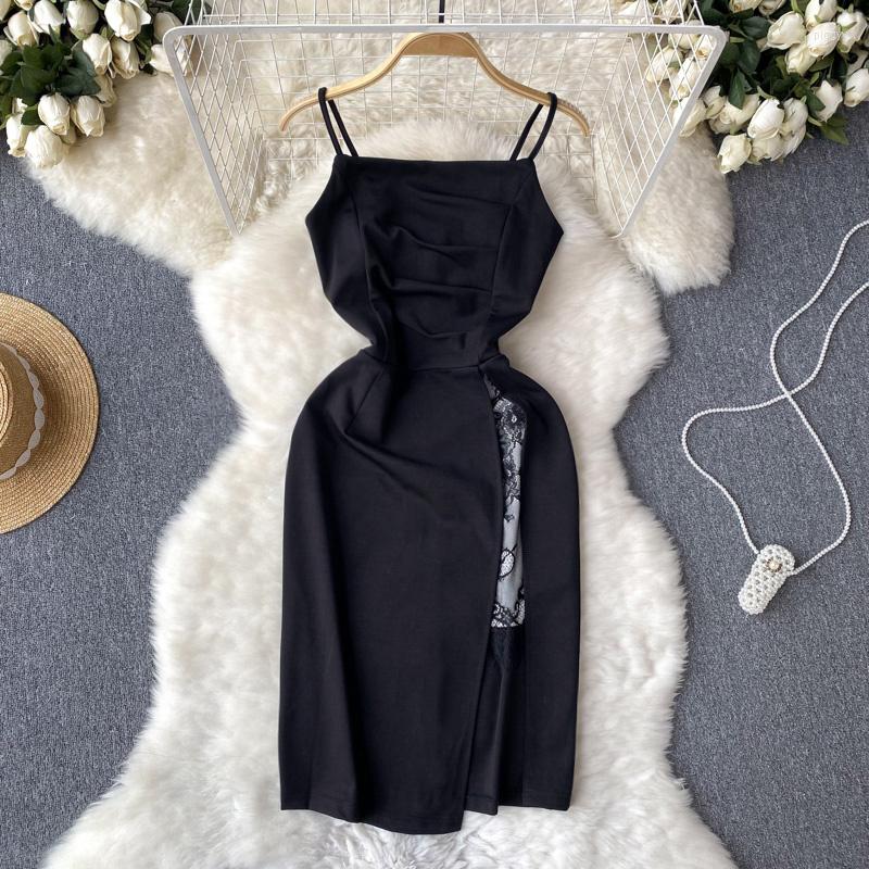 Casual Dresses Foamlina 2023 Summer Women Party Dress Sexy Spaghetti Strap Sleeveless Floral Lace Patchwork Split Knee Length Irregular, Black
Casual Dresses Foamlina 2023 Summer Women Party Dress Sexy Spaghetti Strap Sleeveless Floral Lace Patchwork Split Knee Length Irregular, Black
