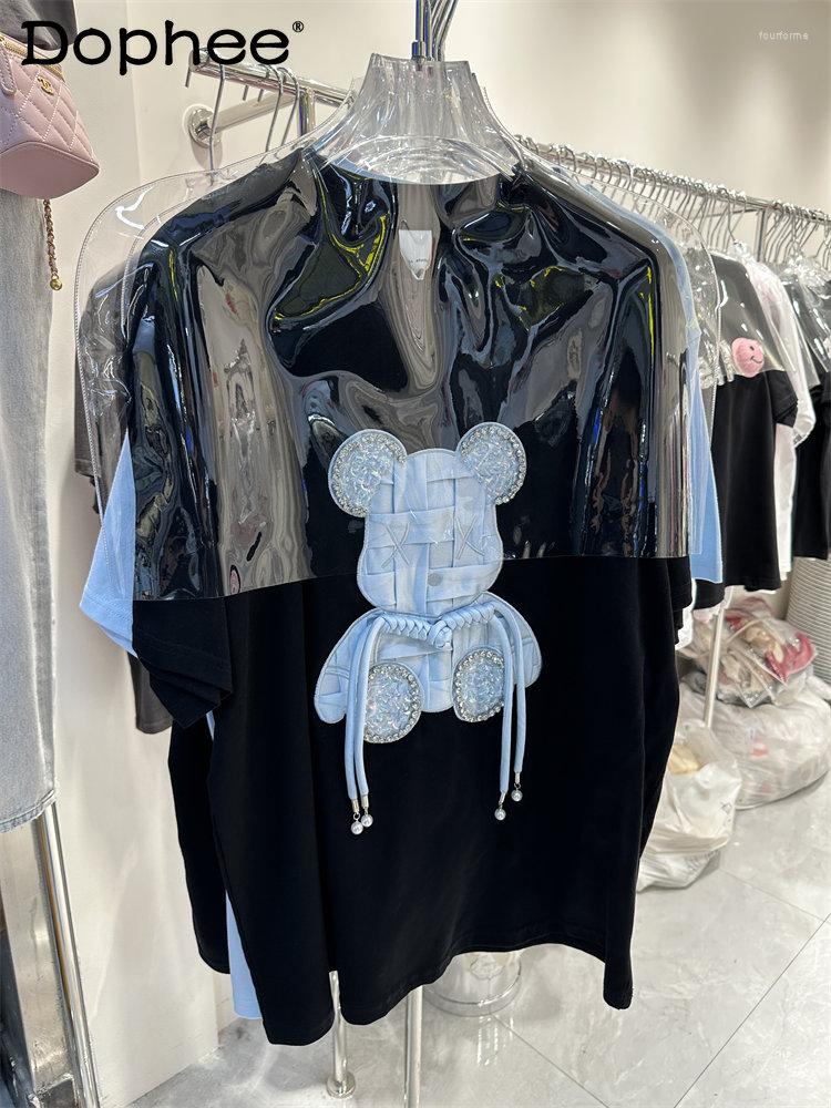 Women's T Shirts 2023 Spring Summer Embroidery Three-Dimensional Cartoon Bear Cotton T-shirt Women Loose Oversized Black Short Sleeve Tshirt
Women's T Shirts 2023 Spring Summer Embroidery Three-Dimensional Cartoon Bear Cotton T-shirt Women Loose Oversized Black Short Sleeve Tshirt