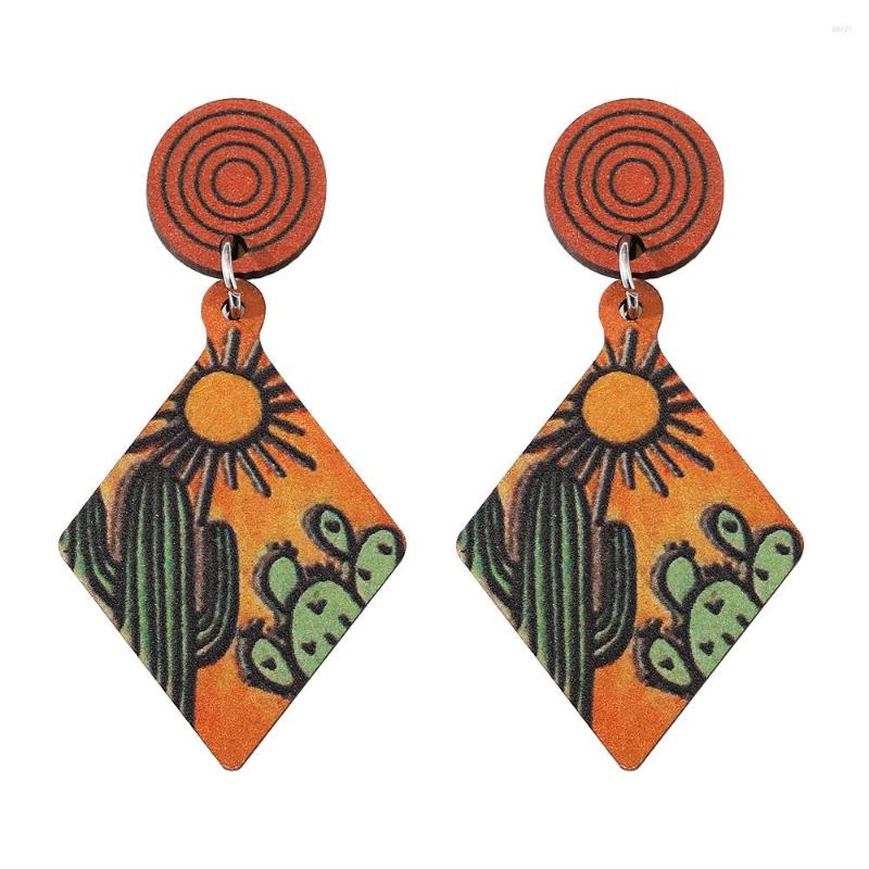 Dangle Earrings Bohemia Style Personalized Cactus Sunset Geometry Rhombic Earring American West Cowboy Double Sided Wood Ear Ring
Dangle Earrings Bohemia Style Personalized Cactus Sunset Geometry Rhombic Earring American West Cowboy Double Sided Wood Ear Ring