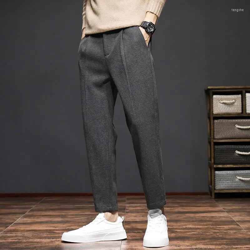Men's Pants Men Woolen Casual Loose Solid Straight Autumn Winter Fashion Thicken Nine-Point Trousers Male Pocket Pantalones, Black
Men's Pants Men Woolen Casual Loose Solid Straight Autumn Winter Fashion Thicken Nine-Point Trousers Male Pocket Pantalones, Black