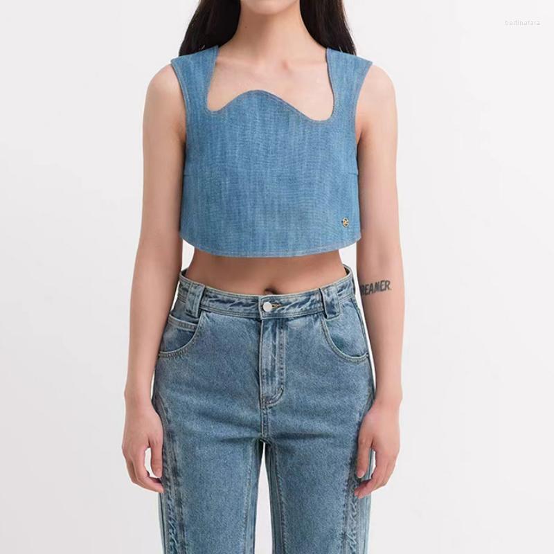 Women' Vests Spring And Summer Women Special-shaped Collar Denim Solid Color Vest With Short, Blue
Women' Vests Spring And Summer Women Special-shaped Collar Denim Solid Color Vest With Short, Blue