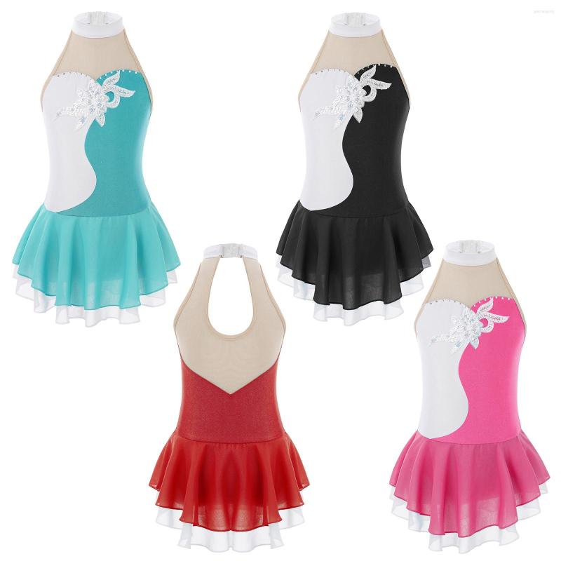 Stage Wear Girls Latin Cha Dance Dress Clothes Kids Shiny Sequins Floral Sleeveless Round Neckline Hollow Back, Lake green 
Stage Wear Girls Latin Cha Dance Dress Clothes Kids Shiny Sequins Floral Sleeveless Round Neckline Hollow Back, Lake green