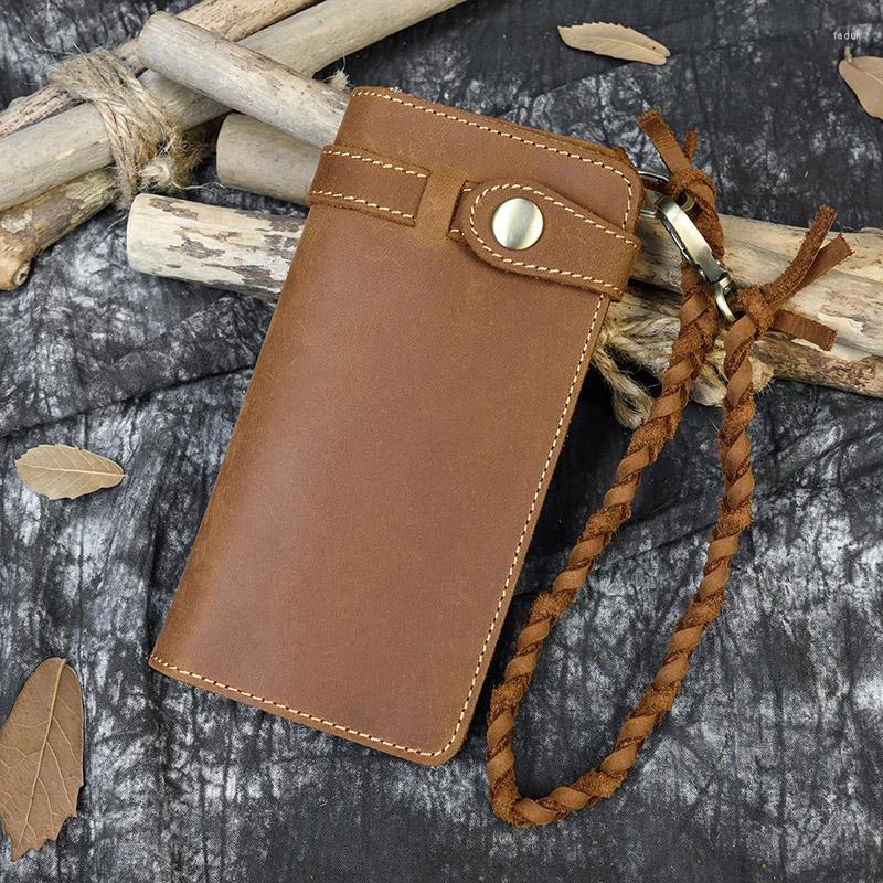 Wallets 2023 Fashion Bifold Leather Long Wallet With Braided Wrist Strap Genuine Purse Card Men Women, Design1 dark brown
Wallets 2023 Fashion Bifold Leather Long Wallet With Braided Wrist Strap Genuine Purse Card Men Women, Design1 dark brown