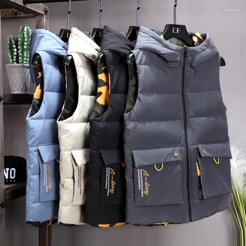 Men's Vests Men's Warm Vest Double-sided Sleeveless Jacket 2023 Winter Camouflage Hood Pocket Insulated Waistcoat Plus Size Autumn Male, Beige
Men's Vests Men's Warm Vest Double-sided Sleeveless Jacket 2023 Winter Camouflage Hood Pocket Insulated Waistcoat Plus Size Autumn Male, Beige