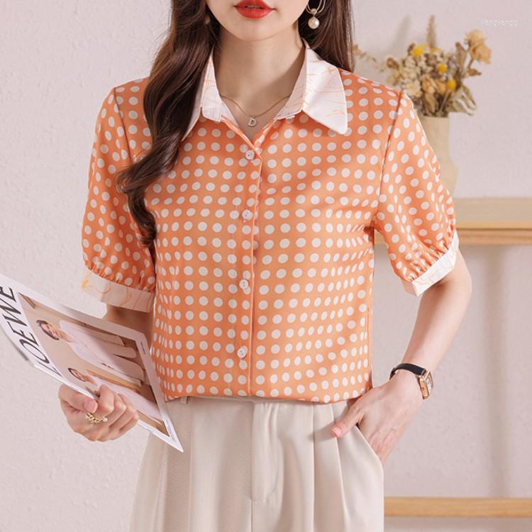 Women' Blouses 2023 Fashion Lapel Printed Polka Dot Button Chiffon Shirt Summer Casual Tops Loose Women' OL Short Sleeve Blouse, Photo color
Women' Blouses 2023 Fashion Lapel Printed Polka Dot Button Chiffon Shirt Summer Casual Tops Loose Women' OL Short Sleeve Blouse, Photo color