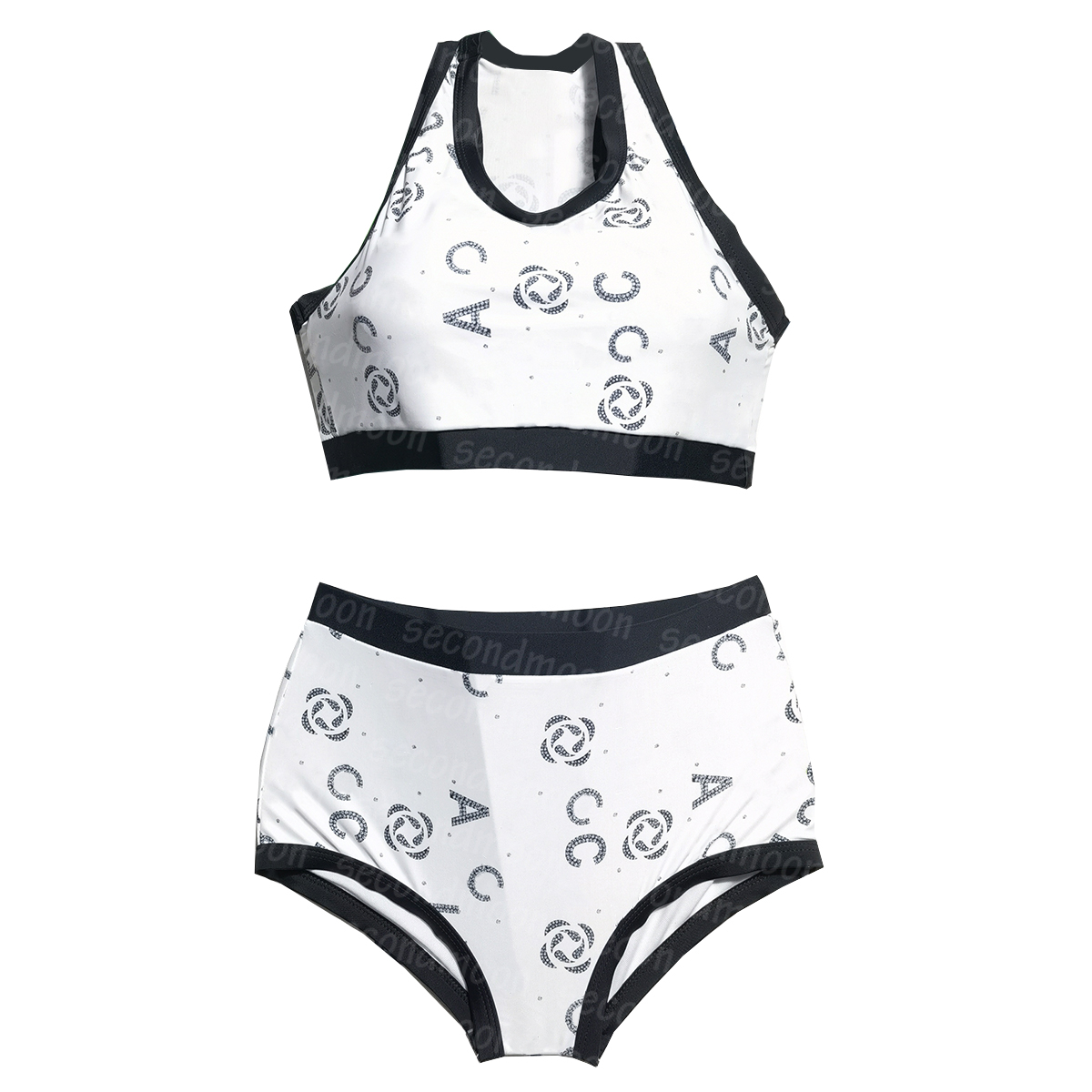 High Waist Swimwear Womens Designer Bathing Suit Two Piece Swimsuit Summer Quick Dry Beachwear, White
High Waist Swimwear Womens Designer Bathing Suit Two Piece Swimsuit Summer Quick Dry Beachwear, White