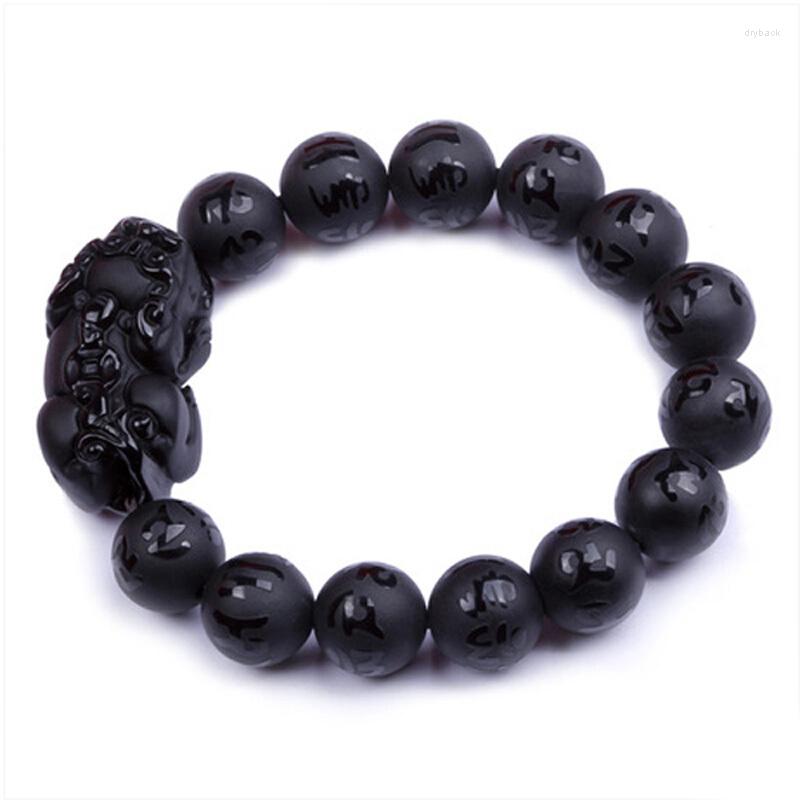 Strand Jewelry Black Genuine Natural Stone Bracelets Six Word Obsidian Design Pi Xiu Crystal Round Bead Woman Men
Strand Jewelry Black Genuine Natural Stone Bracelets Six Word Obsidian Design Pi Xiu Crystal Round Bead Woman Men