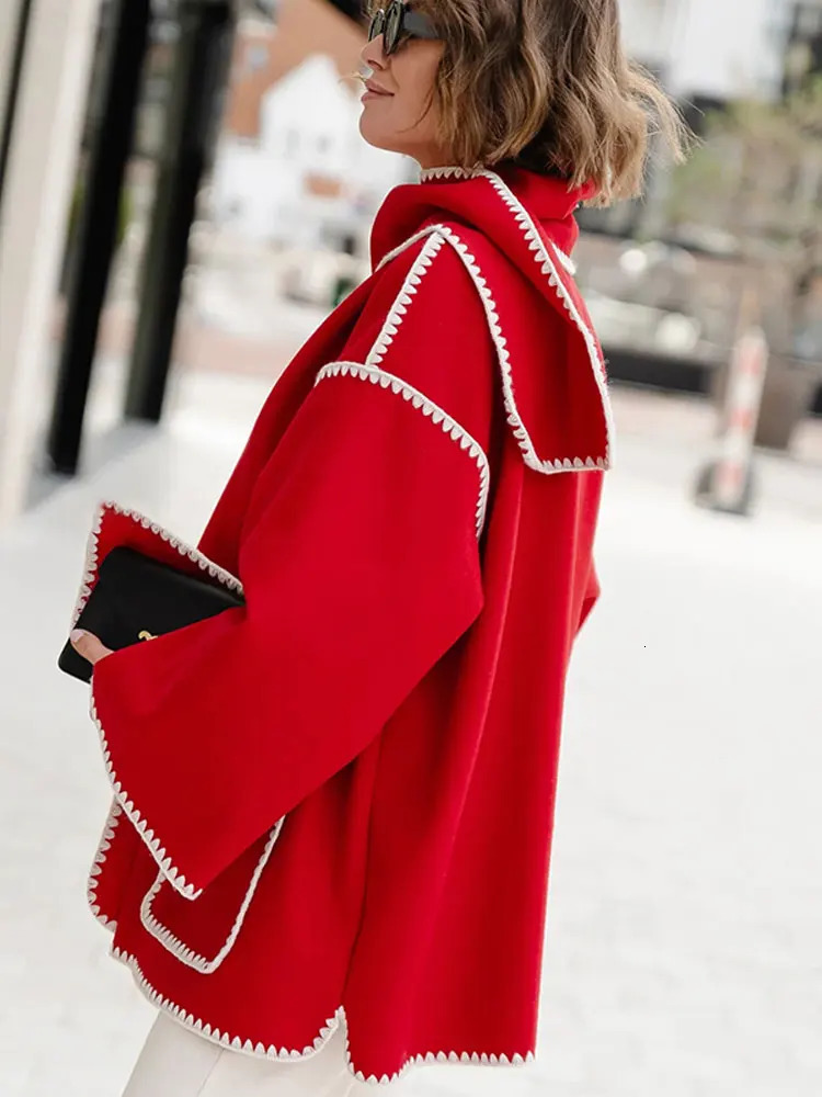 Women's Wool Blends Wool Blends Quilted Coat Jacket With Scarf Women's Cashmere Splice Long Sleeve Solid Balloon Thick Jackets Autumn Overco