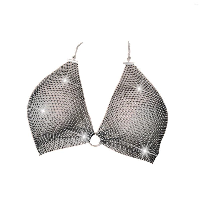 Women's Tanks Rhinestone Crop Top Bling Accessories Deep V Neck Black Body Chain Bra For Beach Rave Clubwear Girls Women
Women's Tanks Rhinestone Crop Top Bling Accessories Deep V Neck Black Body Chain Bra For Beach Rave Clubwear Girls Women