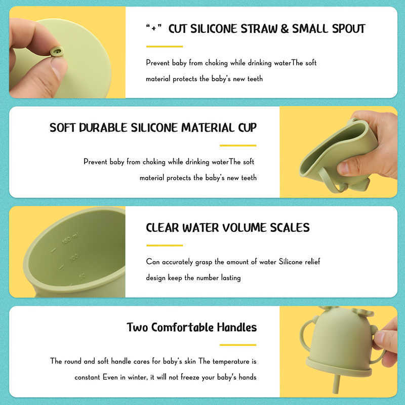 Cups Dishes Utensils BPA Free Baby Accessories Feeding Silicone Children's Tableware Food Tray Waterproof Bowl Dishes Plates Straw Cup Spork Sets