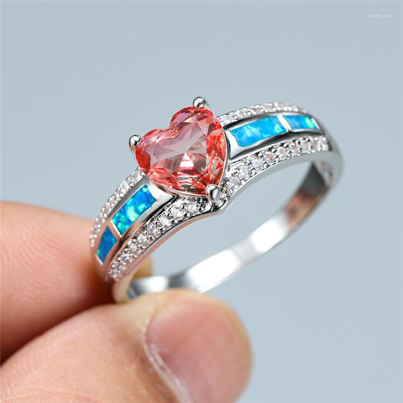Wedding Rings Dainty Rose Gold Silver Color Engagement Ring Rainbow Zircon Heart Stone Cute Female Blue Fire Opal For Women
Wedding Rings Dainty Rose Gold Silver Color Engagement Ring Rainbow Zircon Heart Stone Cute Female Blue Fire Opal For Women