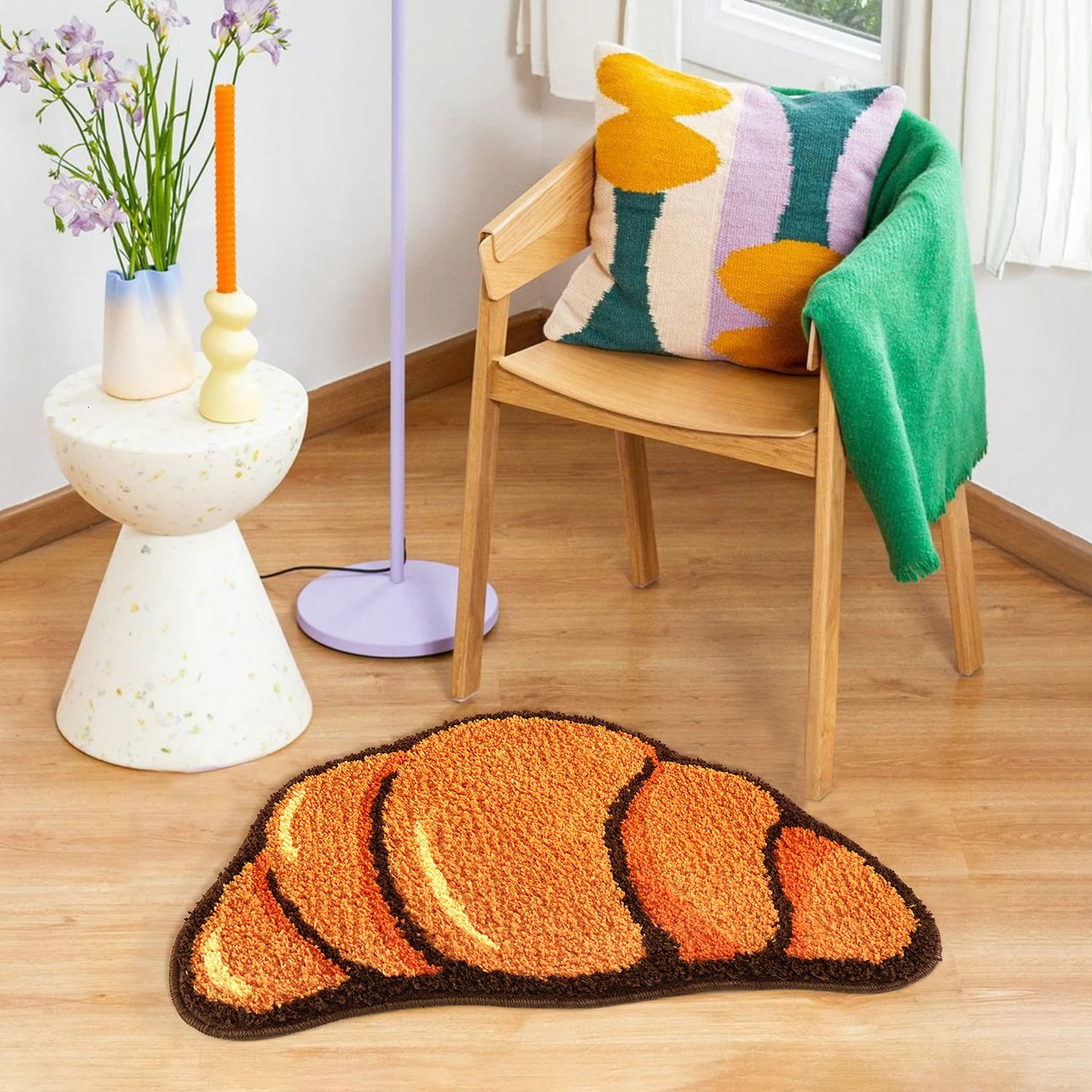 Carpet LAKEA Croissant Shape Carpets for Living Bath Room Fluffy Bread Rug Home Warm Decoration Accessories Anti-Slip Floor Safety Mat 231113
