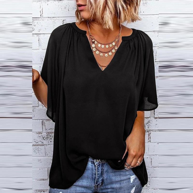Women's Blouses Fashion V Neck Women Shirts Casual Loose Short Sleeve Blouse Chffon Tops Woman Summer Female Clothing Blusas Shirt, Blue
Women's Blouses Fashion V Neck Women Shirts Casual Loose Short Sleeve Blouse Chffon Tops Woman Summer Female Clothing Blusas Shirt, Blue