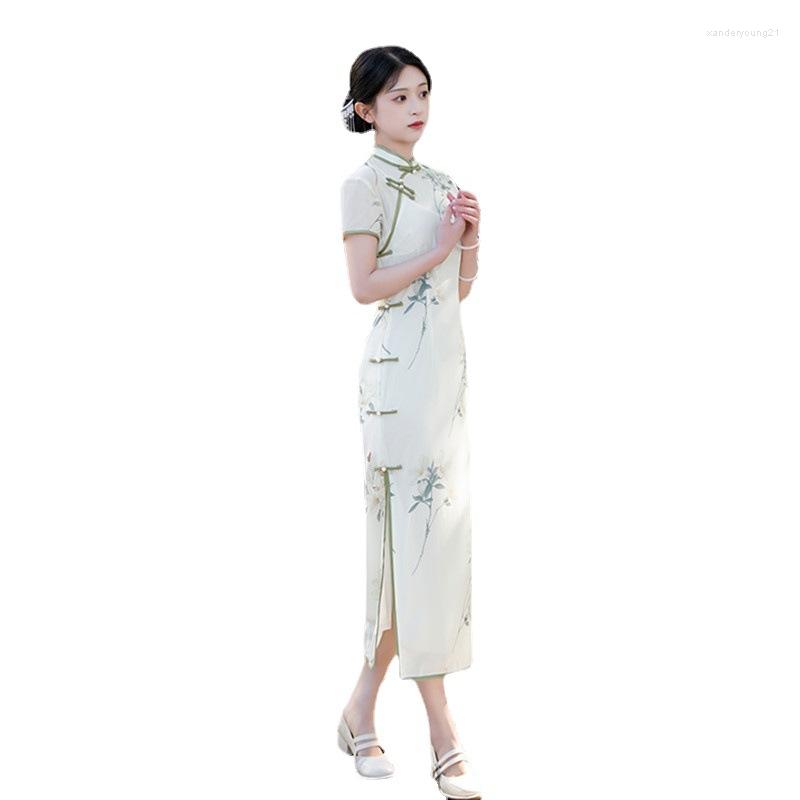 Ethnic Clothing Elegant Fashion Double-layered Cheongsam Spring/Summer Improved Style For Young Girls Long With Chiffon Fabric
Ethnic Clothing Elegant Fashion Double-layered Cheongsam Spring/Summer Improved Style For Young Girls Long With Chiffon Fabric