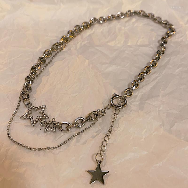 Chains Y2k Shiny Star Layered Tassel Choker Necklace Jewelry For Women 2023 Fashion Pentagram Silver Color Chain Zircon Charm Necklaces
Chains Y2k Shiny Star Layered Tassel Choker Necklace Jewelry For Women 2023 Fashion Pentagram Silver Color Chain Zircon Charm Necklaces