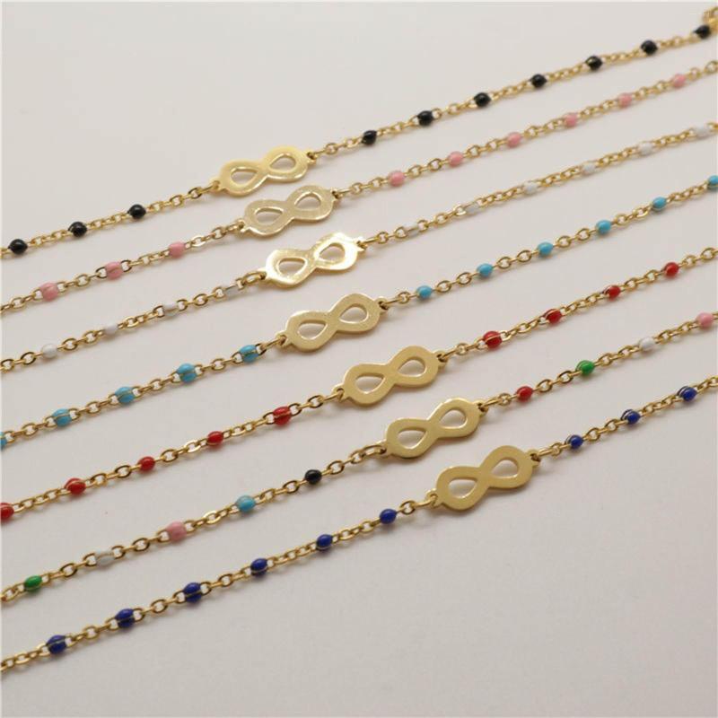 Charm Bracelets Stainless Steel Enamel Gold Color Multicolor Infinity Symbol Women Hand Link Chain Jewelry Gifts 18cm Long 1 Piece
Charm Bracelets Stainless Steel Enamel Gold Color Multicolor Infinity Symbol Women Hand Link Chain Jewelry Gifts 18cm Long 1 Piece