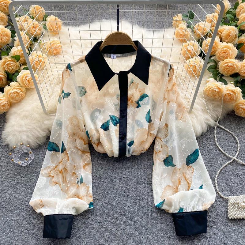 Women' Blouses Flower Chiffon Blouse Female Long Sleeves 2023 Spring And Autumn Fashion Lapel Contrasting French Unique Top Women, Khaki
Women' Blouses Flower Chiffon Blouse Female Long Sleeves 2023 Spring And Autumn Fashion Lapel Contrasting French Unique Top Women, Khaki
