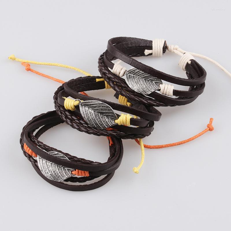 Charm Bracelets Vintage Multiple Layers Leather Bracelet For Men Women Leaf Feather Braided Wrap Pulseras Adjustable
Charm Bracelets Vintage Multiple Layers Leather Bracelet For Men Women Leaf Feather Braided Wrap Pulseras Adjustable