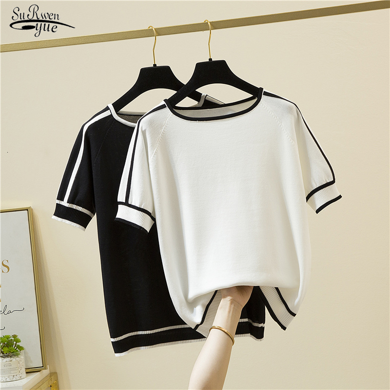 Women' T-Shirt Camisetas Mujer Thin Knitted T Shirt Women Short Sleeve Summer Tops Woman Clothes Striped Fashion T-Shirt Tee Shirt Femme 18841 230414, White
Women' T-Shirt Camisetas Mujer Thin Knitted T Shirt Women Short Sleeve Summer Tops Woman Clothes Striped Fashion T-Shirt Tee Shirt Femme 18841 230414, White